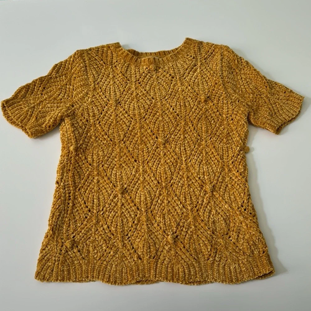 Ann Taylor LOFT Chenille short sleeve Bobble sweater Size Petite Small - Picture 3 of 10